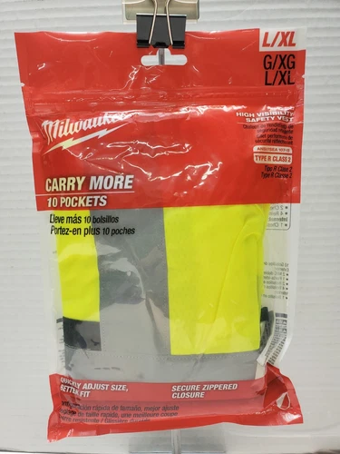 Milwaukee 48-73-5022 ANSI Type R Class 2 High Visibility Safety Vest LG/XL HiViz - product listing photo