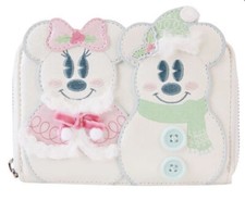 Loungefly DISNEY Holiday Mickey  Minnie Pastel Snowman Wallet New