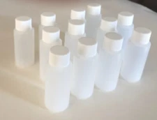 Plastic Bottle (HDPE) w/White Lid, 1-oz. 12-Pack, New