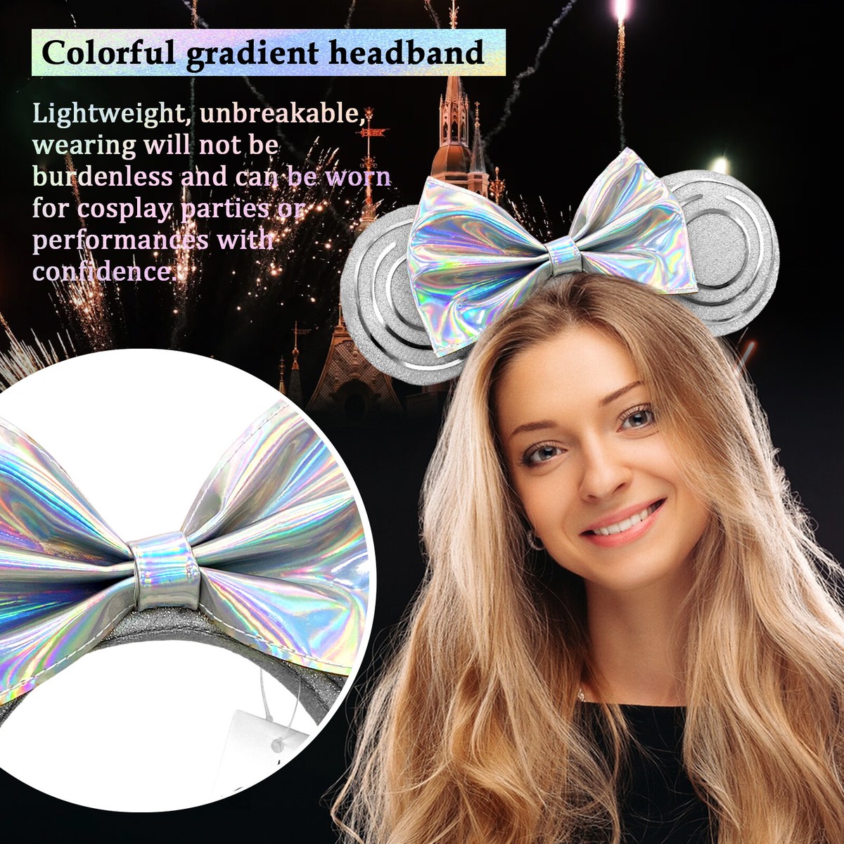 TRON Silver Disney Sequins Ears headband New Sparkly Silver Minnie Mouse Ear Headband at Walt Disney  main image 3