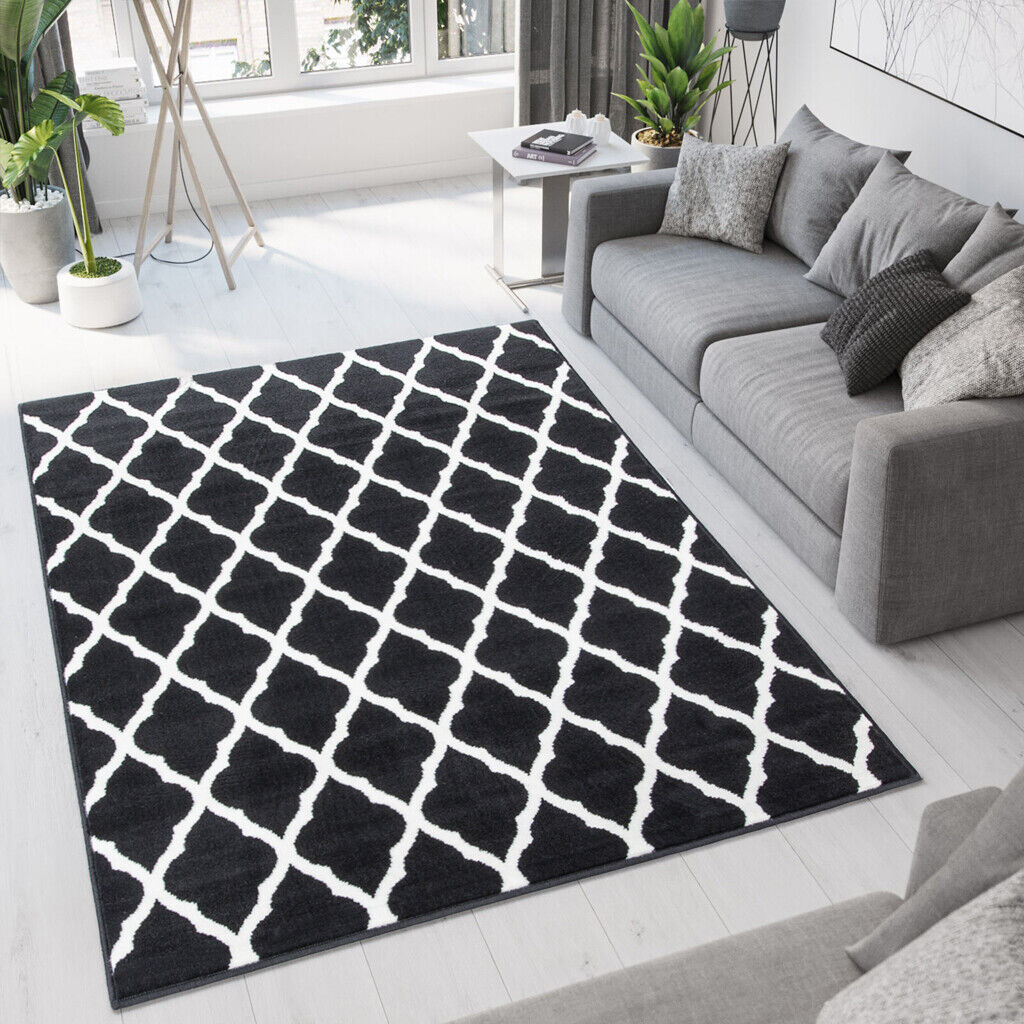 Black Moroccan Trellis Rug Small Large Apartment Mats Geometric Living Room Rugs Najniższa cena