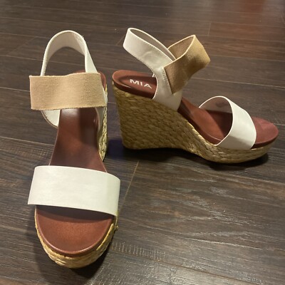 Women's Mia Platform Espadrille Wedge Sandals White/Beige