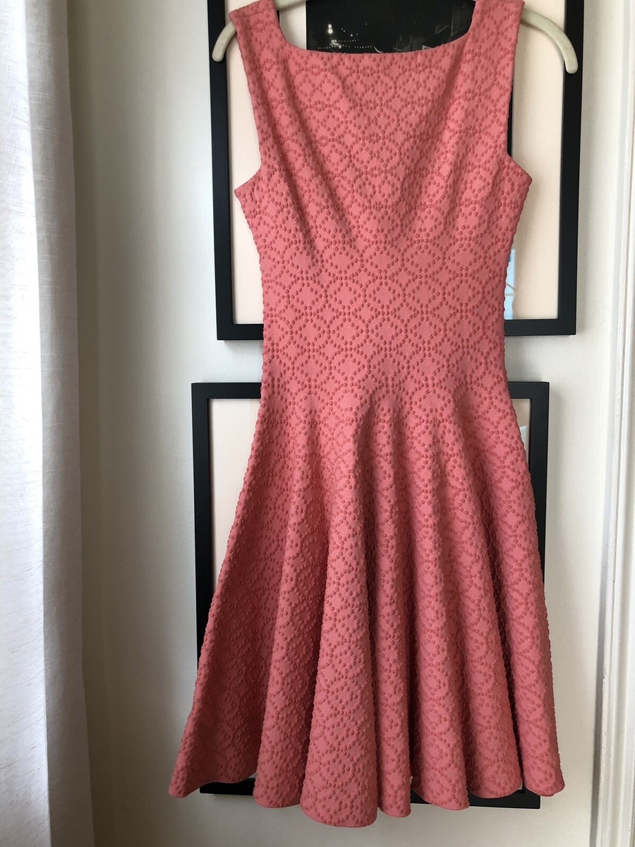 $800 ALAA Salmon Floral Jacquard Stretch Knit Flared Hem Mini Dress 38 |  eBay