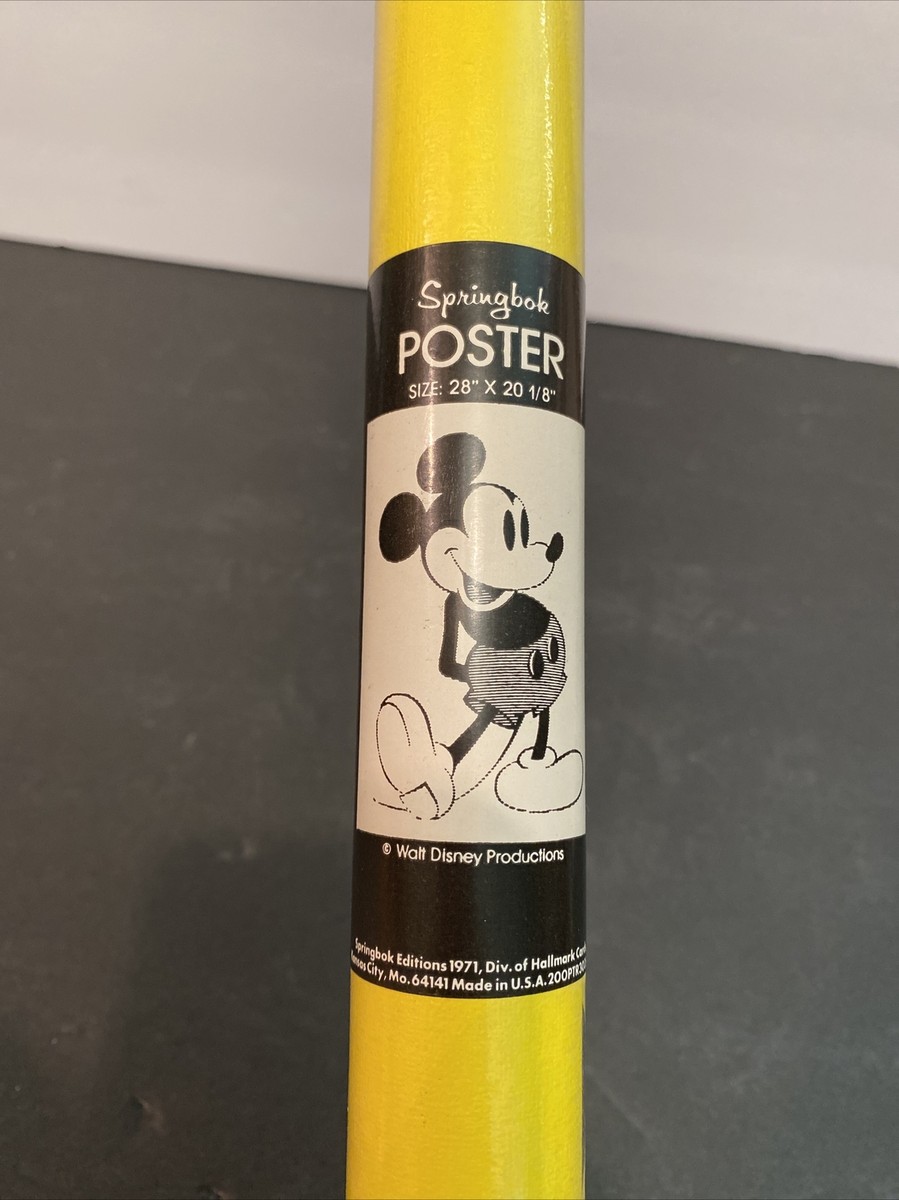 Mickey Mouse Poster 1971 Walt Disney Factory Sealed Rare Original