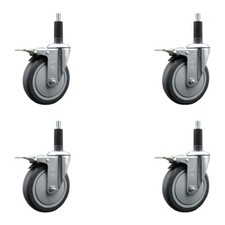 5 Inch Thermo Rubber Swivel 1 Inch Expanding Stem Caster Set Total Lock Brake