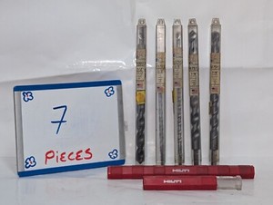 Lot of 7 Hammer Drill Bits, Various Sizes, Manufacturers are Tru-Cut and Hilti