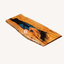 Acacia Epoxy Blue Resin Conference Table Top Live Edge Handmade Decorative Table