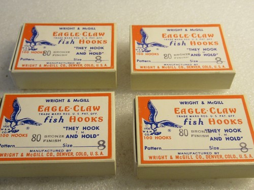 400 Vintage Wright McGill Fishing Hooks Eagle Claw Bronze Size 8 Style ...