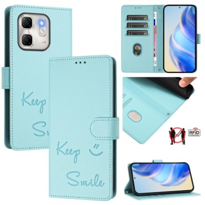 Für Infinix Hot 50I 5G / Smart 9 4G Smile Prägung RFID Leder Handyhülle