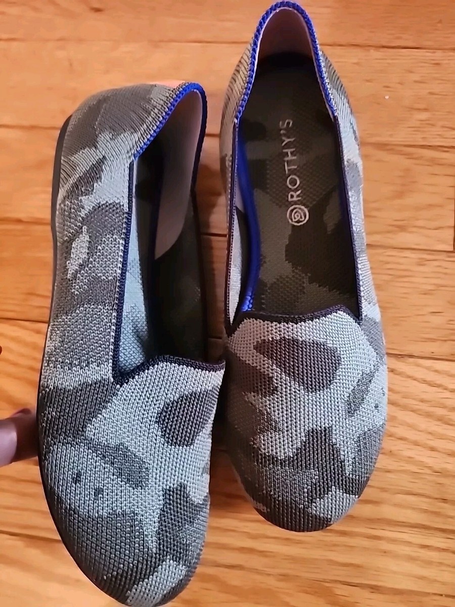 Rothy's The Loafer Olive Green Camo Print Girls Sz Slip-On Flat