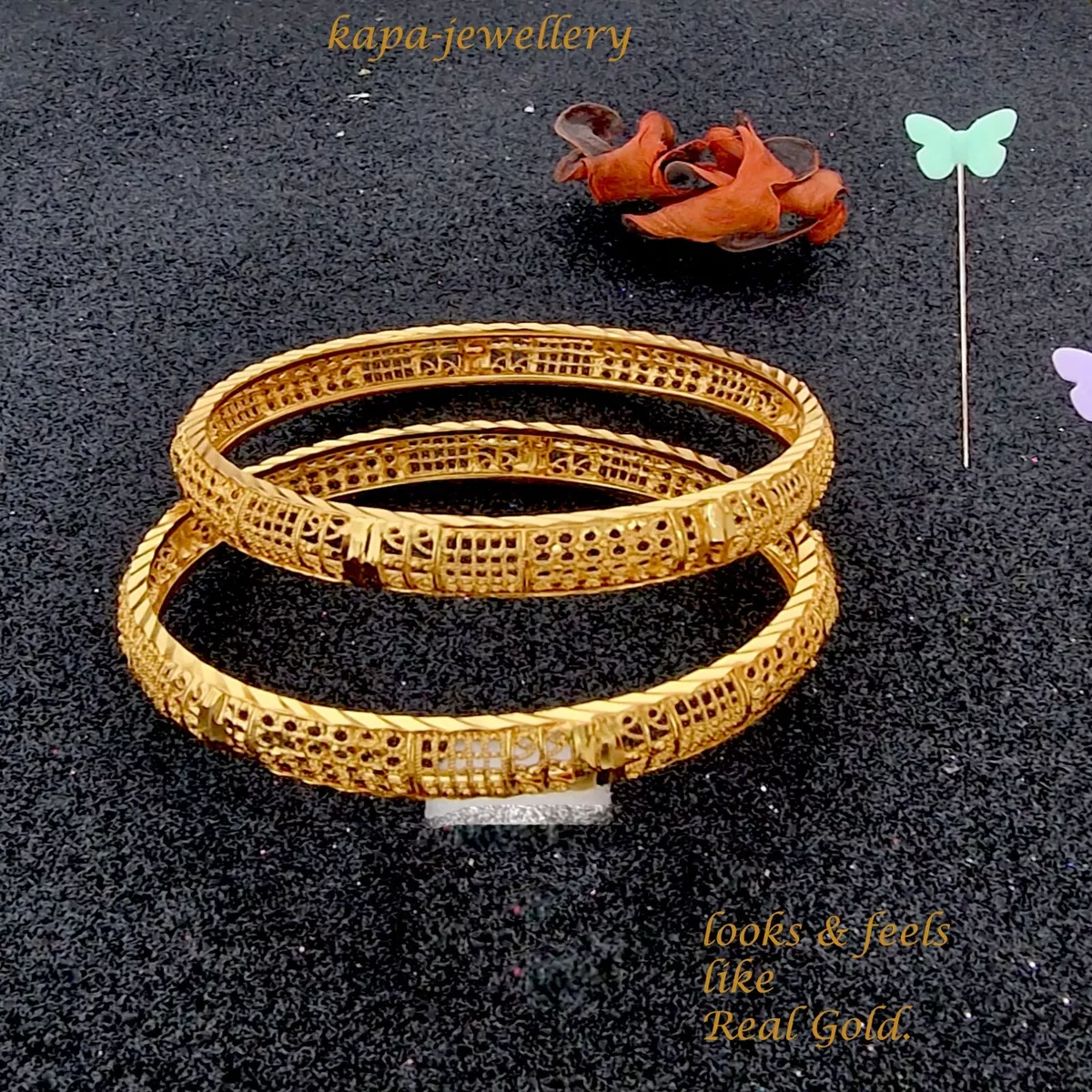 Real looking 22ct gold plated BANGLES Indian set gold bangles Bracelets d 60M