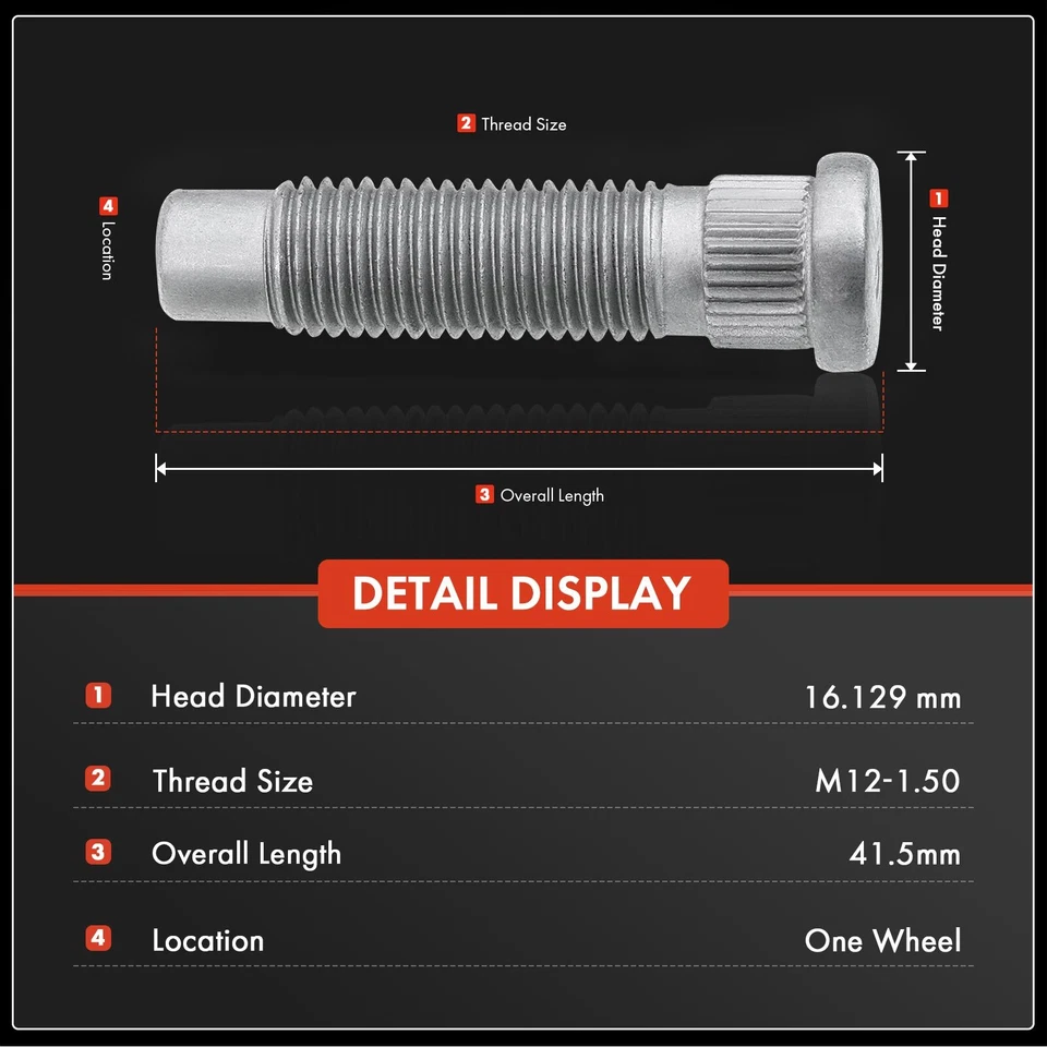Гвоздики зажимные колесные M12-1,5 для Chevy Malibu Corvette Impala Buick Cadillac GMC 10 шт. - Изображение 2 из 4