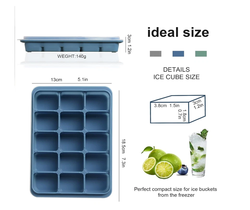 2 Stück Eiwürfelformen mit Deckel Silikon Eiswürfelbehälter BPA-Frei 30 Fach - Bild 3 von 4