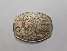 Olympics USA 1988 Belt Buckle Gold Olympic Rings Made in USA