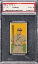 1919 T213 COUPON CIGS. HEINIE ZIMMERMAN (TYPE 3)   PSA 9  (POP 1, NONE HIGHER!)