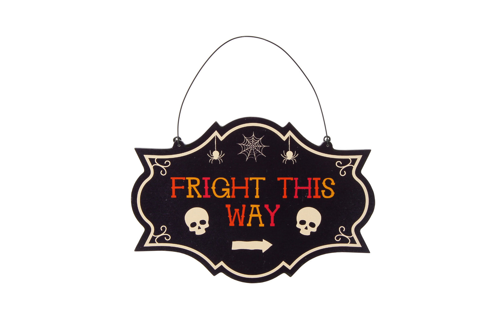 Halloween Haunted House 'Fright This Way' Glitter Sign