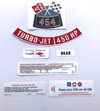 7 Decals Kit 70 Chevelle Ls6 Decals Engine Air Cleaner Valve Covers Etc. 454450