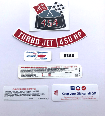 1970 Chevelle LS6 Decals Kit | 7 Pieces | Black | Round Air Filter