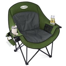 Coldbee Oversized Camping Chairs, Heavy Duty Padded, Thick Headrest, Green Str