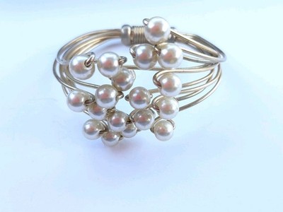 Vintage Faux Pearl Wrist Bracelet Gold Tone