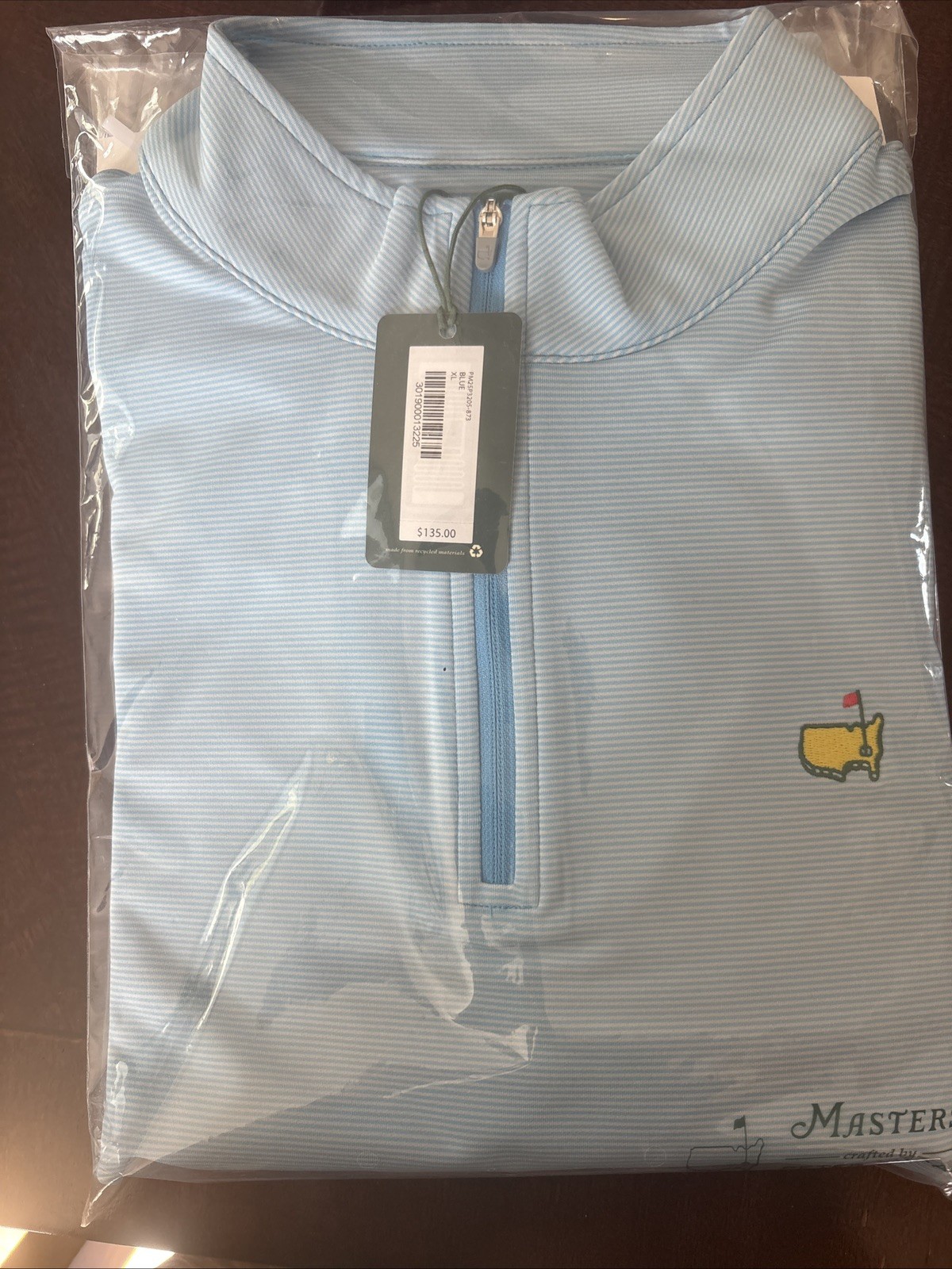 2026 Masters Peter Millar Golf  Pullover 1/4 Quarter Zip Blue Stripe Large