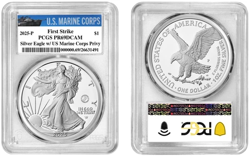 2025 P Silver American Eagle $1 Marine Privy PCGS PR69DCAM First Strike #904