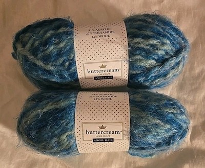 (2) Buttercream Luxe Craft ANGEL HAIR Yarn BLUE MULTI,3.5 oz. Bulky 5