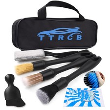 7PCS Car Detailing Brush Set, Ultra Soft Boars Hair Car Interior Detailing Br...