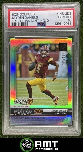 Jayden Daniels PSA 10 2025 Panini Donruss 5/100 Best of Instant Holo 7033