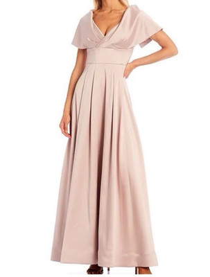 Aidan Mattox Long Dress 6 Formal Blush Portrait Off Shoulder Gown Women's $550