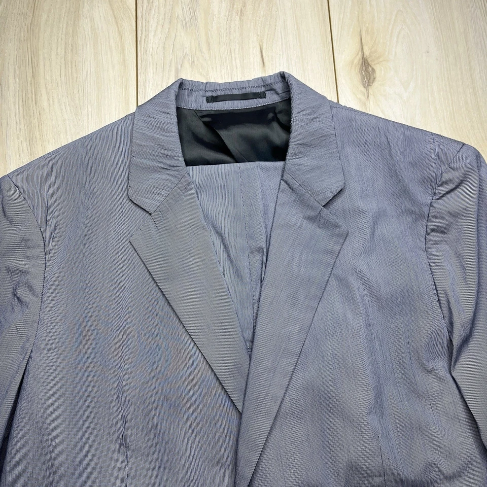 Traje Theory a Rayas 2 Piezas Mezcla de Algodón Elástico Gris Para Hombre Talla 38R/32w Foto 2 de 4