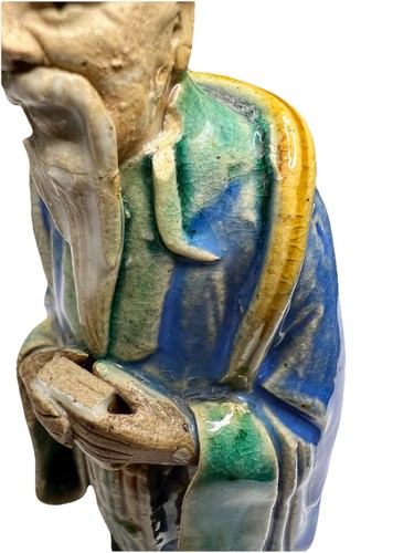 Vintage Handmade Chinese Mudman Figurine Wise Man Holding Book Hand Painted 5” - Picture 18 of 19