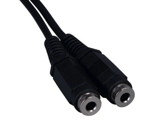 6ft 3.5mm Stereo Male to Two 3.5mm Stereo Female Audio Cable, Black - Image 2 of 3