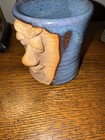 Ugly Face Coffee Mug Pottery Multi Blue Glaze Signed Vintage Studio Art Handmade — photo 9