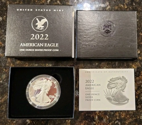 *No Reserve* 2022-W American Eagle 1 Oz Silver Proof | US Mint | 22EA, COA & OGP