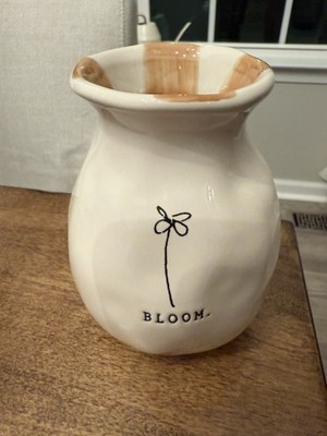RAE DUNN By Magenta BLOOM Bud VASE Brown Stripes Sink Your Roots Into The Earth