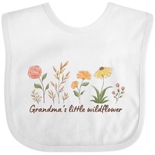 Inktastic Grandma's Little Wildflower Baby Bib Grandma Granddaughter Flower Chic