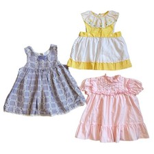 Vtg Pastel Floral Baby Girl Dress Lot Of 3 Polly Flinders Mayfair 24 Mo Cottage