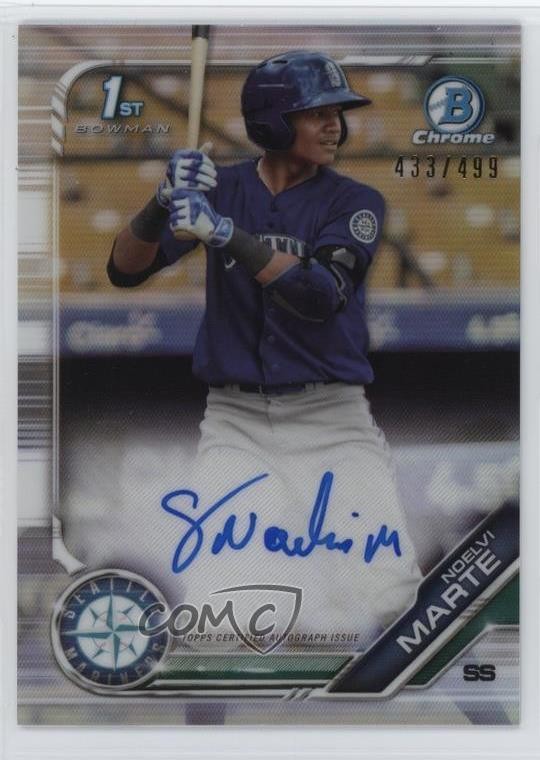 2019 Bowman Chrome Prospects Refractor 433/499 Noelvi Marte #CPA-NMA Auto 03ox