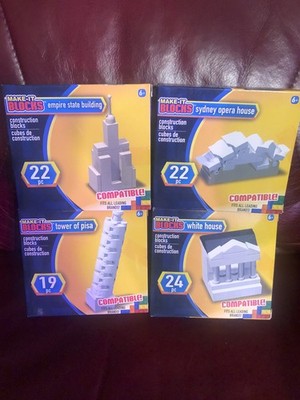 Make-It Blocks lot of 4 different buildings NIP FREE SHIPPING!