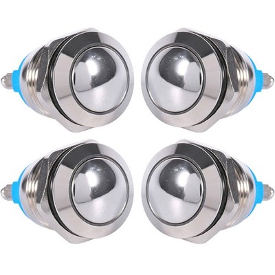4Pcs Waterproof Metal Circle Push Button Momentary Horn Switch 12V for Car/Boat