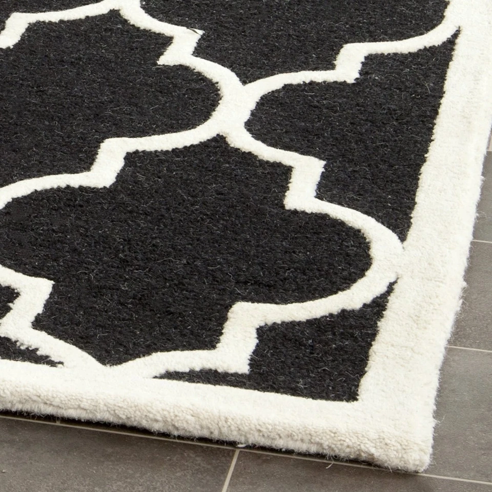 Cambridge Collection Area Rug - 6' Square, Black & Ivory, Handmade Moroccan T... - Image 2 of 4