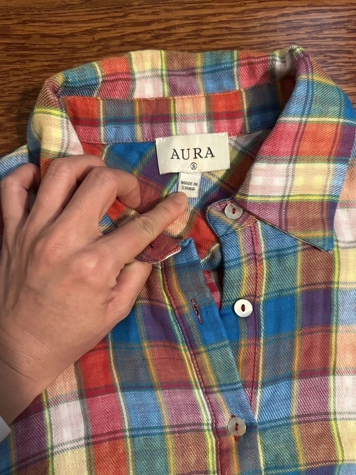 Vestido Aura Feminino Tamanho P Multi Xadrez Cottage Professor Preppy Maxi Dinheiro Antigo Algodão - Imagem 3 de 4