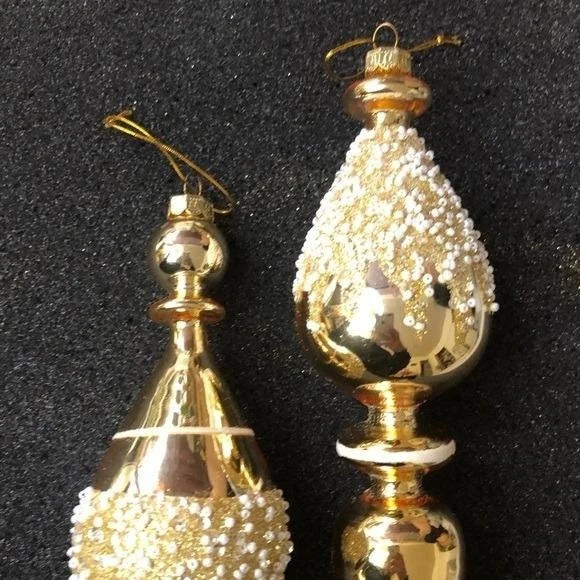 Balsam Hill Tree Christmas Ornaments Biltmore Legacy Finial Gold Ornaments - Image 3 of 4