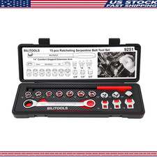 15-piece Universal Serpentine Belt Tool Set Ratcheting Wrench Crowfoot Wrenches 15-piece Universal Serpentine Belt Tool Set Ratcheting Wrench Crowfoot Wrenches