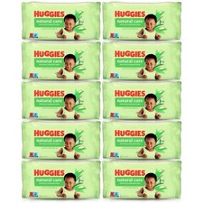 Image of 10x Huggies Natural Care Gentle Aloe Vera Baby Wipes 56's (560 Wipes)