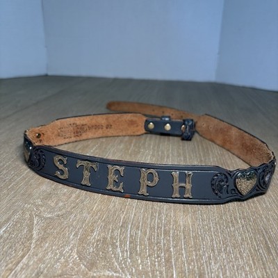 VTG Silver Creek Collection Leegin Leather ''STEPH'' Size 28 Belt Heart Concho's