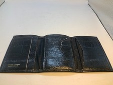 Vintage Genuine Leather Trifold Wallet Black Sleek Wallet made in USA