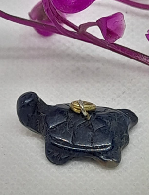 Kettenanhänger Schildkröte Lapislazuli 2 x 1,5 cm handgefertigt Vintage