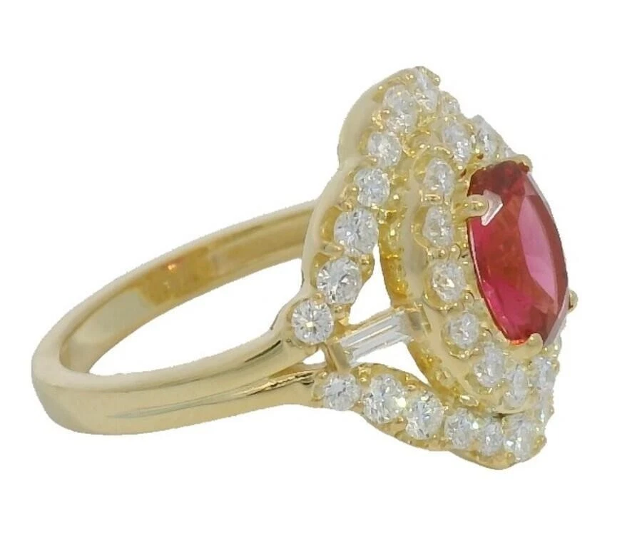 2.50 Ct Ct Ruby Red Lab Grown Diamond 14K Yellow Gold Ring Sz 7 - Image 4 of 4